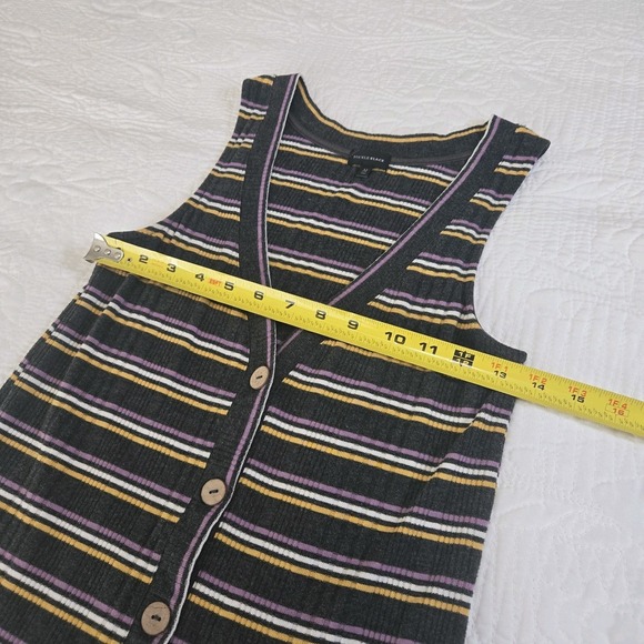 Buckle Black Womens Vest Top Button Purple‎ Yellow Striped 90s Y2K Preppy Medium - Picture 5 of 11